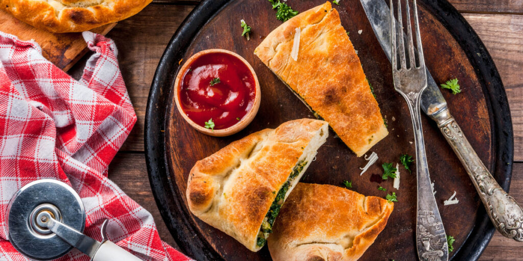 spinach and feta stuffed pizza